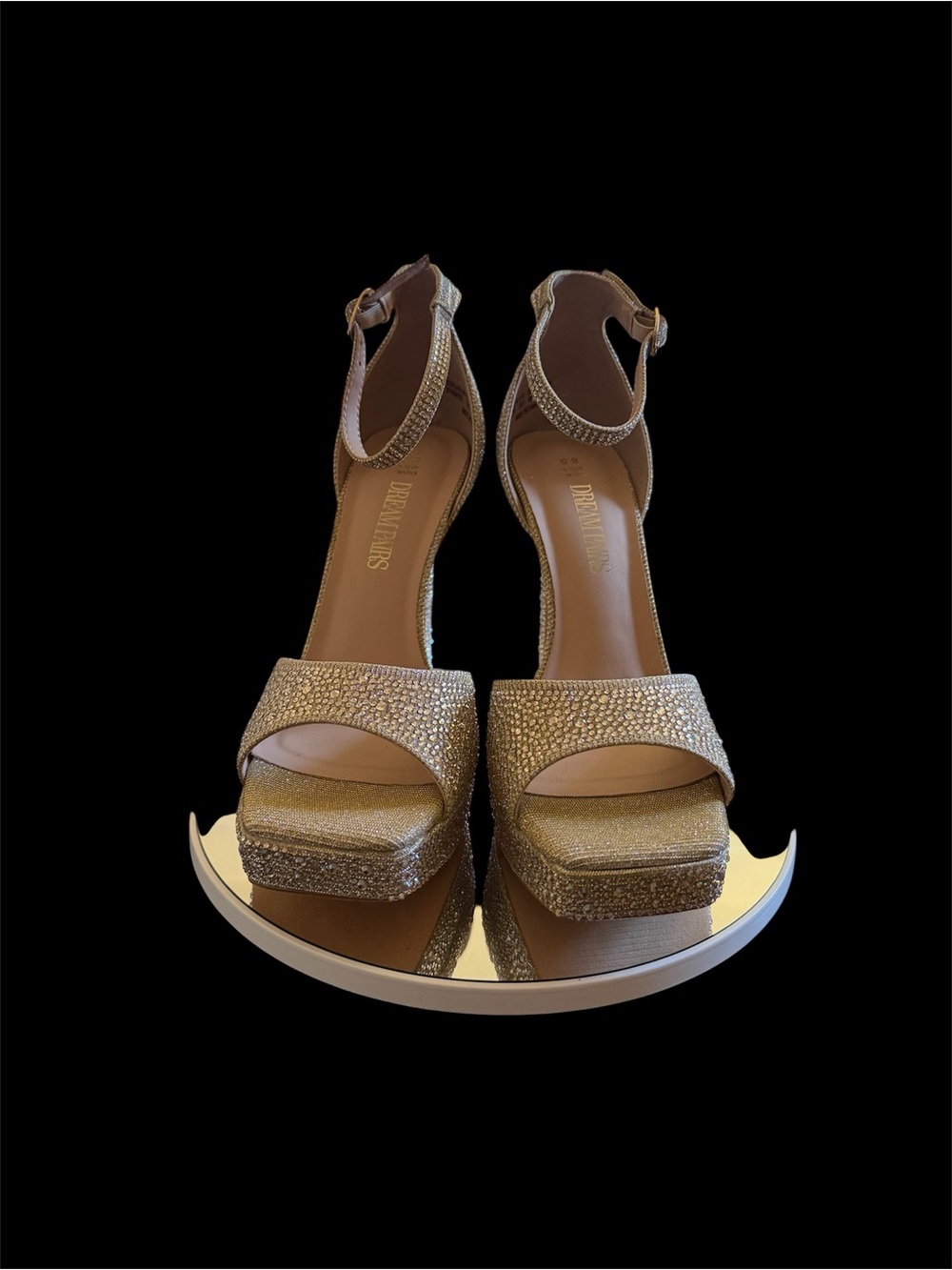 Dream Pairs Gold Glitter Platform Sandal with Ankle Strap